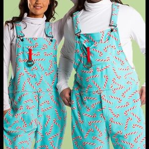 Shinesty NWT men’s fleece candy cane overalls size large retail was $89
